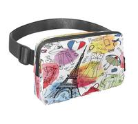 Sac banane pour homme et femme - Sac banane fin pour la marche, le jogging, la randonnée, les voyages, l'entraînement - Vêtements tendance France, multicolore, 1.5x9.0x5.9in/4x23x15cm, Sacs banane