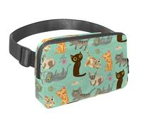Sac banane pour homme et femme - Sac banane fin pour la marche, le jogging, la randonnée, les voyages, l'entraînement - Crazy Cats, multicolore, 1.5x9.0x5.9in/4x23x15cm, Sacs banane