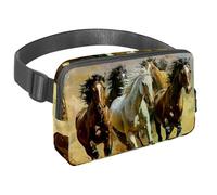 Sac banane pour homme et femme - Sac banane fin pour la marche, le jogging, la randonnée, les voyages, l'entraînement - Chevaux au galop, multicolore, 1.5x9.0x5.9in/4x23x15cm, Sacs banane