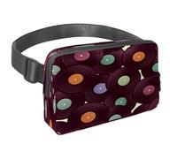 Sac banane pour homme et femme - Sac banane fin pour la marche, le jogging, la randonnée, les voyages, l'entraînement - Disque vinyle rétro sans couture, multicolore, 1.5x9.0x5.9in/4x23x15cm, Sacs