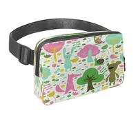 Sac banane pour homme et femme - Sac banane fin pour la marche, le jogging, la randonnée, les voyages, l'entraînement - Motif dessin animé, forêt, hibou, ours, loup et lapin, multicolore,