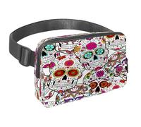 Sac banane pour homme et femme - Sac banane fin pour la marche, le jogging, la randonnée, les voyages, l'entraînement - The Dead of Sugar Skulls, multicolore, 1.5x9.0x5.9in/4x23x15cm, Sacs banane