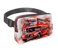 Sac banane pour homme et femme - Sac banane fin pour la marche, le jogging, la randonnée, les voyages, l'entraînement - Aquarelle London Bus, multicolore, 1.5x9.0x5.9in/4x23x15cm, Sacs banane
