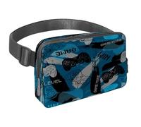 Sac banane pour homme et femme - Sac banane fin pour la marche, le jogging, la randonnée, les voyages, l'entraînement - Joystick de jeu sur fond bleu, multicolore, 1.5x9.0x5.9in/4x23x15cm, Sacs banane
