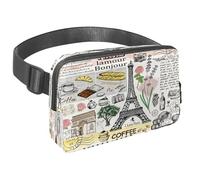 Sac banane pour homme et femme - Sac banane fin pour la marche, le jogging, la randonnée, les voyages, l'entraînement - Carte postale rétro Paris France, multicolore, 1.5x9.0x5.9in/4x23x15cm, Sacs