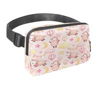 Sac banane pour homme et femme - Sac banane fin pour la marche, le jogging, la randonnée, les voyages, l'entraînement - Illustration aquarelle d'un mouton mignon, multicolore, 1.5x9.0x5.9in/4x23x15cm,