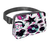 Sac banane pour homme et femme - Sac banane fin pour la marche, le jogging, la randonnée, les voyages, l'entraînement - Équipement audio Glitch, multicolore, 1.5x9.0x5.9in/4x23x15cm, Sacs banane