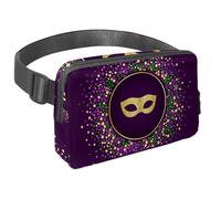 Sac banane pour homme et femme - Sac banane fin pour la marche, le jogging, la randonnée, les voyages, l'entraînement - Motif à pois ronds Mardi Gras, multicolore, 1.5x9.0x5.9in/4x23x15cm, Sacs banane