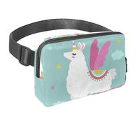 Sac banane pour homme et femme - Sac banane fin pour la marche, le jogging, la randonnée, les voyages, l'entraînement - Fly Llama Beyond Rainbow, multicolore, 1.5x9.0x5.9in/4x23x15cm, Sacs banane