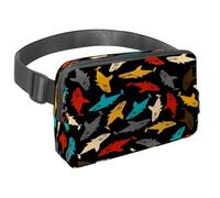 Sac banane pour homme et femme - Sac banane fin pour la marche, le jogging, la randonnée, les voyages, l'entraînement - Requin mer prédateur monstre, multicolore, 1.5x9.0x5.9in/4x23x15cm, Sacs banane