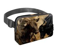 Sac banane pour homme et femme - Sac banane fin pour la marche, le jogging, la randonnée, les voyages, l'entraînement - Fighting Bulls, multicolore, 1.5x9.0x5.9in/4x23x15cm, Sacs banane