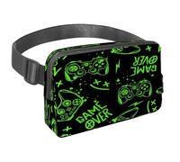 Sac banane pour homme et femme - Sac banane fin pour la marche, le jogging, la randonnée, les voyages, l'entraînement - Joystick vert dessiné à la main, multicolore, 1.5x9.0x5.9in/4x23x15cm, Sacs