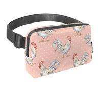 Sac banane pour homme et femme - Sac banane fin pour la marche, le jogging, la randonnée, les voyages, l'entraînement - Animal coq sur pois, multicolore, 1.5x9.0x5.9in/4x23x15cm, Sacs banane