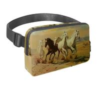 Sac banane pour homme et femme - Sac banane fin pour la marche, le jogging, la randonnée, les voyages, l'entraînement - Chevaux au galop dans le désert, multicolore, 1.5x9.0x5.9in/4x23x15cm, Sacs