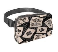 Sac banane pour homme et femme - Sac banane fin pour la marche, le jogging, la randonnée, les voyages, l'entraînement - Squelette Queen et King - Cartes à jouer, multicolore, 1.5x9.0x5.9in/4x23x15cm,