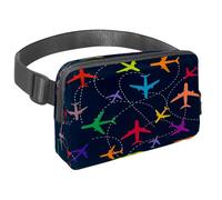 Sac banane pour homme et femme - Sac banane fin pour la marche, le jogging, la randonnée, les voyages, l'entraînement - Avion vole dans le ciel, multicolore, 1.5x9.0x5.9in/4x23x15cm, Sacs banane