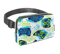 Sac banane pour homme et femme - Sac banane fin pour la marche, le jogging, la randonnée, les voyages, l'entraînement - Joystick de jeu Grunge bleu vert, multicolore, 1.5x9.0x5.9in/4x23x15cm, Sacs