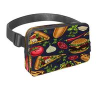 Sac banane pour homme et femme - Sac banane fin pour la marche, le jogging, la randonnée, les voyages, l'entraînement - Hamburger Hot Dog Pizza, multicolore, 1.5x9.0x5.9in/4x23x15cm, Sacs banane