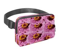 Sac banane pour homme et femme - Sac banane fin pour la marche, le jogging, la randonnée, les voyages, l'entraînement - Fleurs roses avec noyau jaune, multicolore, 1.5x9.0x5.9in/4x23x15cm, Sacs banane