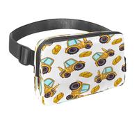 Sac banane pour homme et femme - Sac banane fin pour la marche, le jogging, la randonnée, les voyages, l'entraînement - Tracteur jaune ferme et botte de foin, multicolore, 1.5x9.0x5.9in/4x23x15cm,