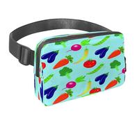 Sac banane pour homme et femme - Sac banane fin pour la marche, le jogging, la randonnée, les voyages, l'entraînement - Légumes, aubergines, tomates et haricots, multicolore, 1.5x9.0x5.9in/4x23x15cm,