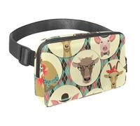 Sac banane pour homme et femme - Sac banane fin pour la marche, le jogging, la randonnée, les voyages, l'entraînement - Animal de la ferme, coq, chèvre, vache, multicolore, 1.5x9.0x5.9in/4x23x15cm,