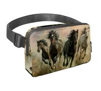 Sac banane pour homme et femme - Sac banane fin pour la marche, le jogging, la randonnée, les voyages, l'entraînement - Chevaux au galop, multicolore, 1.5x9.0x5.9in/4x23x15cm, Sacs banane