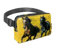 Sac banane pour homme et femme - Sac banane fin pour la marche, le jogging, la randonnée, les voyages, l'entraînement - Peinture à l'huile au galop, multicolore, 1.5x9.0x5.9in/4x23x15cm, Sacs banane