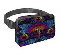 Sac banane pour homme et femme - Sac banane fin pour la marche, le jogging, la randonnée, les voyages, l'entraînement - Motif mandalas indiens, cachemire, libellule, soleil, multicolore,