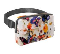 Sac banane pour homme et femme - Sac banane fin pour la marche, le jogging, la randonnée, les voyages, l'entraînement - Morning Glory et papillon, multicolore, 1.5x9.0x5.9in/4x23x15cm, Sacs banane