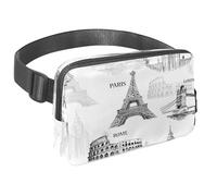 Sac banane pour homme et femme - Sac banane fin pour la marche, le jogging, la randonnée, les voyages, l'entraînement - Architecture de ville célèbre en Europe, multicolore, 1.5x9.0x5.9in/4x23x15cm,