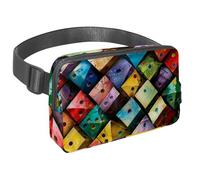 Sac banane pour homme et femme - Sac banane fin pour la marche, le jogging, la randonnée, les voyages, l'entraînement - Blocs de dés colorés, multicolore, 1.5x9.0x5.9in/4x23x15cm, Sacs banane