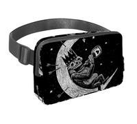 Sac banane pour homme et femme - Sac banane fin pour la marche, le jogging, la randonnée, les voyages, l'entraînement - Boire du vin - Squelette mort roi sur lune, multicolore,