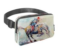 Sac banane pour homme et femme - Sac banane fin pour la marche, le jogging, la randonnée, les voyages, l'entraînement - Peinture à l'huile au galop, multicolore, 1.5x9.0x5.9in/4x23x15cm, Sacs banane