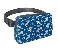 Sac banane pour homme et femme - Sac banane fin pour la marche, le jogging, la randonnée, les voyages, l'entraînement - Motif sirènes et ancres, multicolore, 1.5x9.0x5.9in/4x23x15cm, Sacs banane