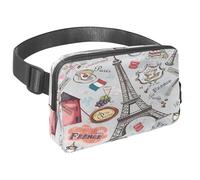 Sac banane pour homme et femme - Sac banane fin pour la marche, le jogging, la randonnée, les voyages, l'entraînement - France Paris café gâteau muffin, multicolore, 1.5x9.0x5.9in/4x23x15cm, Sacs