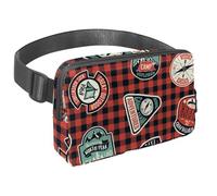 Sac banane pour homme et femme - Sac banane fin pour la marche, le jogging, la randonnée, les voyages, l'entraînement - Badges d'exploration d'aventure, multicolore, 1.5x9.0x5.9in/4x23x15cm, Sacs