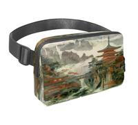 Sac banane pour homme et femme - Sac banane fin pour la marche, le jogging, la randonnée, les voyages, l'entraînement - Temples dans les montagnes, multicolore, 1.5x9.0x5.9in/4x23x15cm, Sacs banane