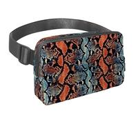 Sac banane pour homme et femme - Sac banane fin pour la marche, le jogging, la randonnée, les voyages, l'entraînement - Motif animal serpent python, multicolore, 1.5x9.0x5.9in/4x23x15cm, Sacs banane