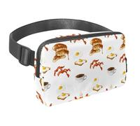 Sac banane pour homme et femme - Sac banane fin pour la marche, le jogging, la randonnée, les voyages, l'entraînement - Breakfast Paradise, multicolore, 1.5x9.0x5.9in/4x23x15cm, Sacs banane