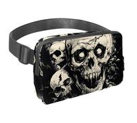 Sac banane pour homme et femme - Sac banane fin pour la marche, le jogging, la randonnée, les voyages, l'entraînement - Halloween zombies crânes, multicolore, 1.5x9.0x5.9in/4x23x15cm, Sacs banane