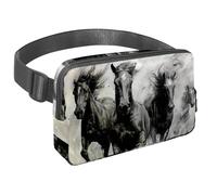 Sac banane pour homme et femme - Sac banane fin pour la marche, le jogging, la randonnée, les voyages, l'entraînement - Chevaux au galop, multicolore, 1.5x9.0x5.9in/4x23x15cm, Sacs banane