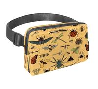 Sac banane pour homme et femme - Sac banane fin pour la marche, le jogging, la randonnée, les voyages, l'entraînement - Insectes, abeilles, mille-pattes, multicolore, 1.5x9.0x5.9in/4x23x15cm, Sacs