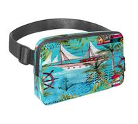 Sac banane pour homme et femme - Sac banane fin pour la marche, le jogging, la randonnée, les voyages, l'entraînement - Aventure marine d'été, multicolore, 1.5x9.0x5.9in/4x23x15cm, Sacs banane