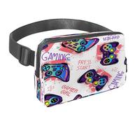 Sac banane pour homme et femme - Sac banane fin pour la marche, le jogging, la randonnée, les voyages, l'entraînement - Joystick de jeu avec éclaboussures roses, multicolore, 1.5x9.0x5.9in/4x23x15cm,
