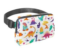 Sac banane pour homme et femme - Sac banane fin pour la marche, le jogging, la randonnée, les voyages, l'entraînement - Dinosaures mignons volcans, multicolore, 1.5x9.0x5.9in/4x23x15cm, Sacs banane