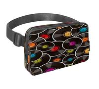 Sac banane pour homme et femme - Sac banane fin pour la marche, le jogging, la randonnée, les voyages, l'entraînement - Fond de disque vinyle, multicolore, 1.5x9.0x5.9in/4x23x15cm, Sacs banane
