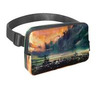 Sac banane pour homme et femme - Sac banane fin pour la marche, le jogging, la randonnée, les voyages, l'entraînement - Science-fiction paysage urbain, multicolore, 1.5x9.0x5.9in/4x23x15cm, Sacs