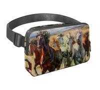 Sac banane pour homme et femme - Sac banane fin pour la marche, le jogging, la randonnée, les voyages, l'entraînement - Chevaux au galop, multicolore, 1.5x9.0x5.9in/4x23x15cm, Sacs banane