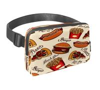 Sac banane pour homme et femme - Sac banane fin pour la marche, le jogging, la randonnée, les voyages, l'entraînement - Pizza Burger Hot-Dog Frites, multicolore, 1.5x9.0x5.9in/4x23x15cm, Sacs banane